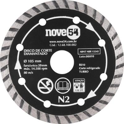 Disco Diamantado 105mm Turbo Furo 20mm N2 - Nove54