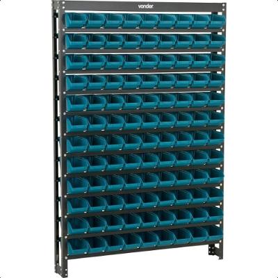 Estante Gaveteiro Metálica Com 108 Peças Gavetas Azul Vonder