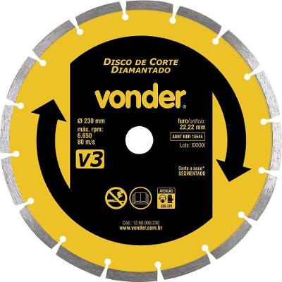 Disco Diamantado 230mm Segmentado Furo 22mm V3 - Vonder