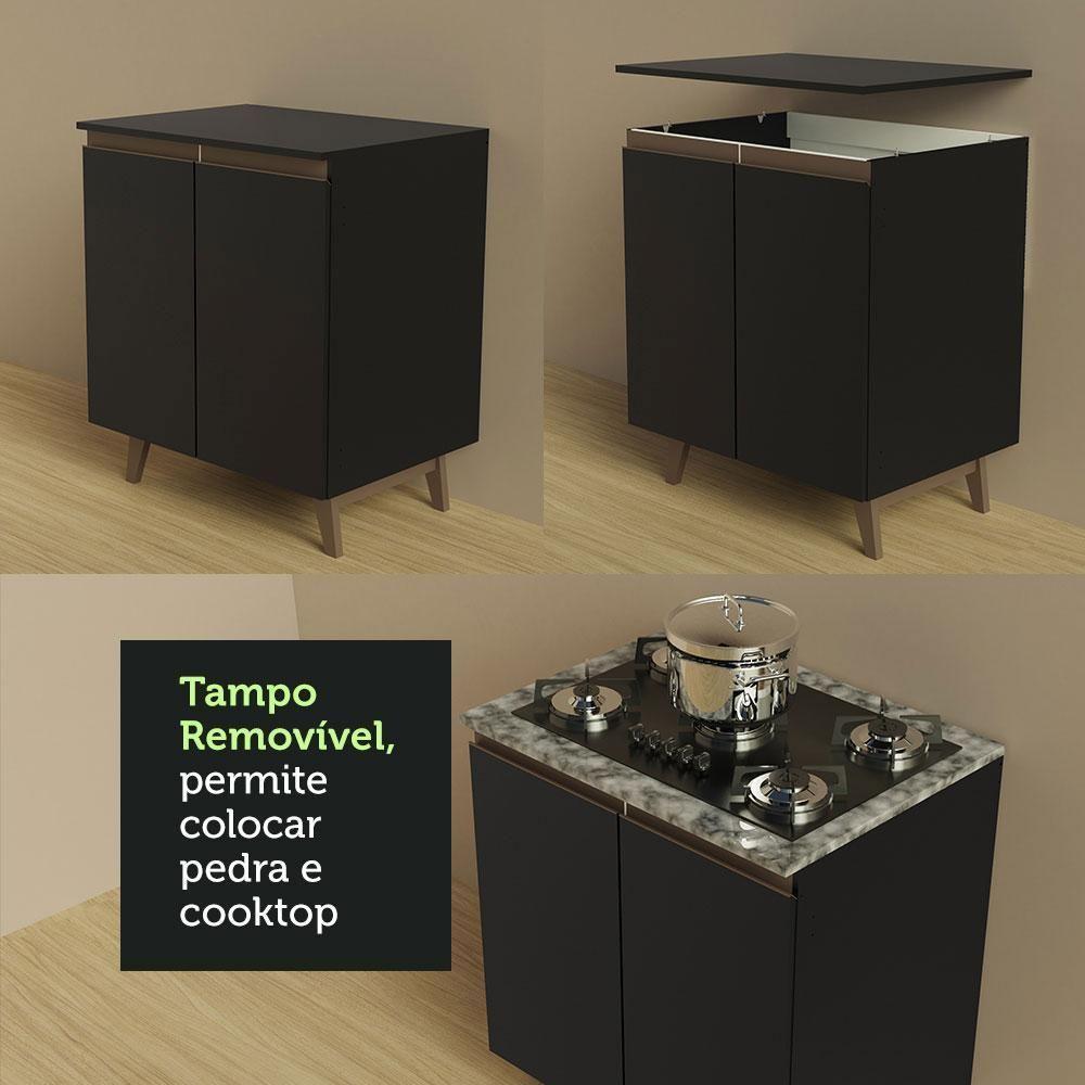 Cozinha Completa De Canto Com Armário E Balcão Preto Madesa - 3