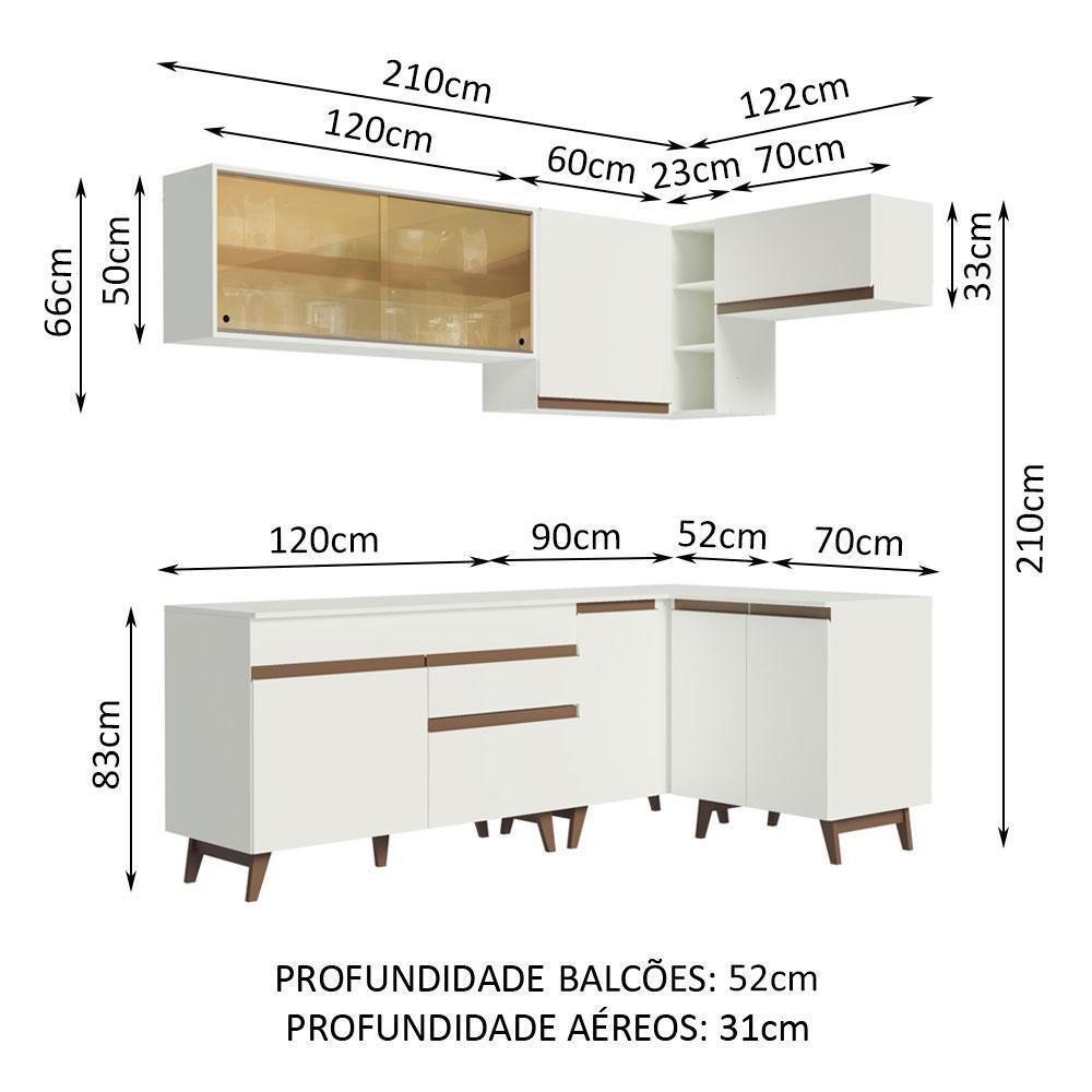 Cozinha Completa de Canto Reims com Armário e Balcão Branco - 15