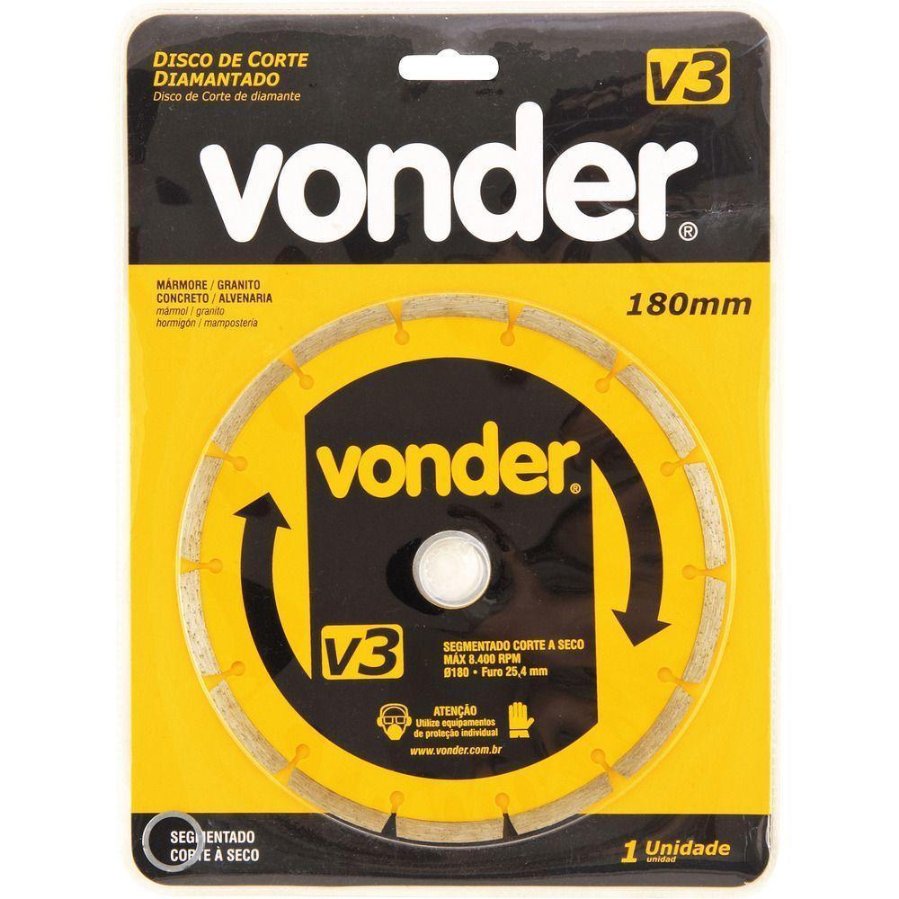 Disco Diamantado 180mm Segmentado Furo 25mm V3 Vonder - 2