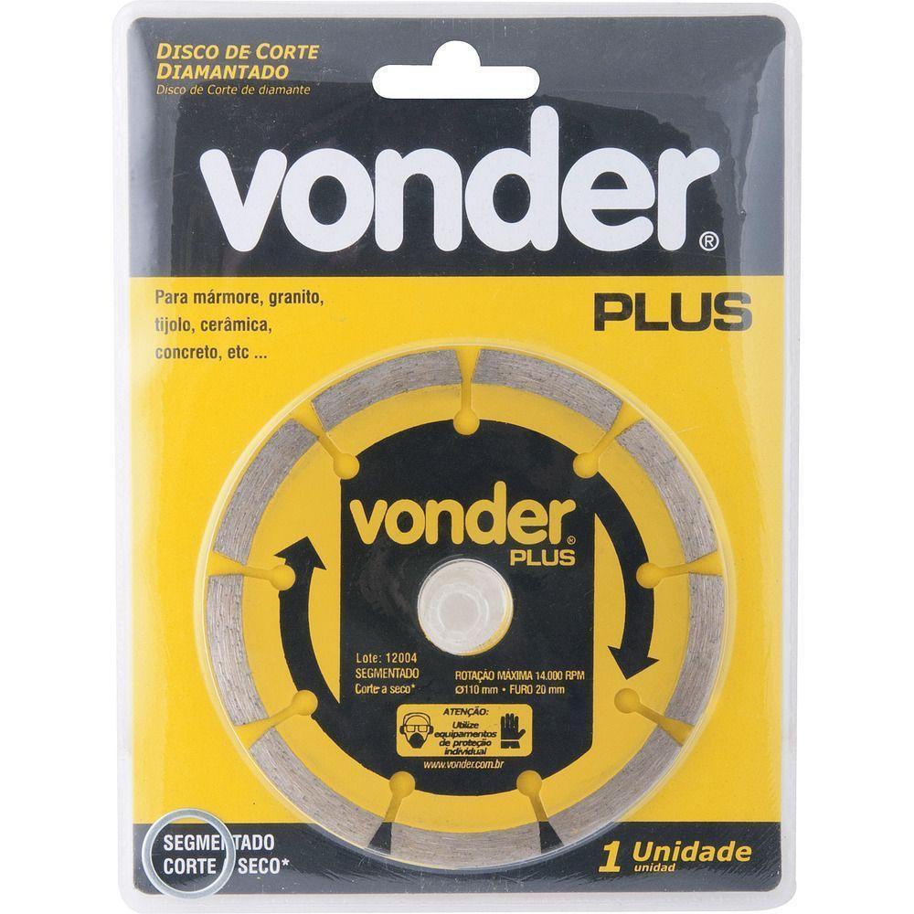 Disco Diamantado 110mm Segmentado Furo 20mm - Vonder Plus - 2