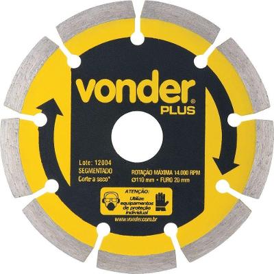 Disco Diamantado 110mm Segmentado Furo 20mm - Vonder Plus