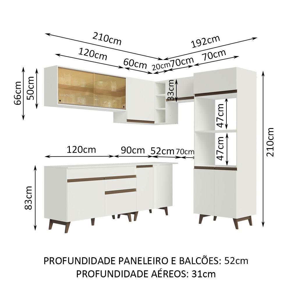 Cozinha Completa de Canto Reims Com Armário e Balcão Branco - 3