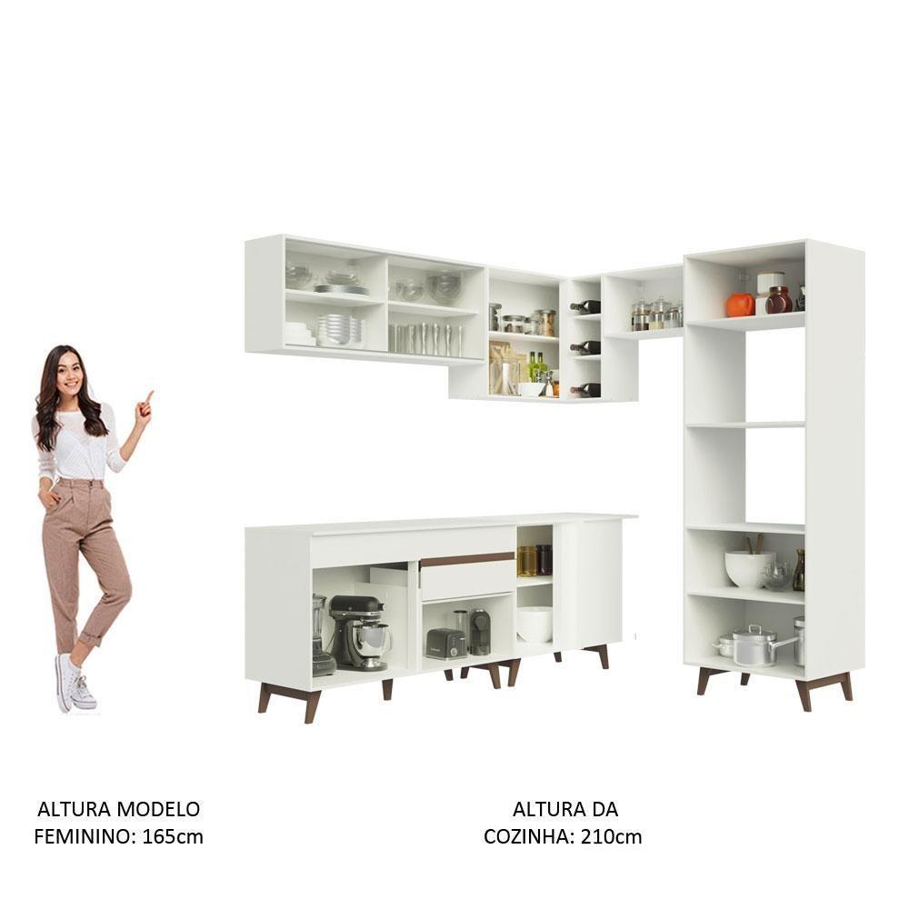 Cozinha Completa de Canto Reims Com Armário e Balcão Branco - 4
