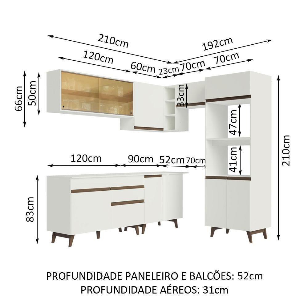 Cozinha Completa de Canto Reims Com Armário e Balcão Branco - 5