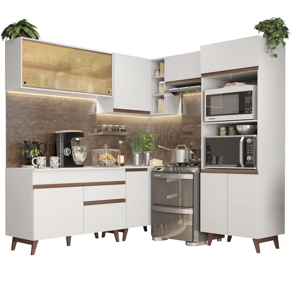 Cozinha Completa de Canto Reims Com Armário e Balcão Branco - 2