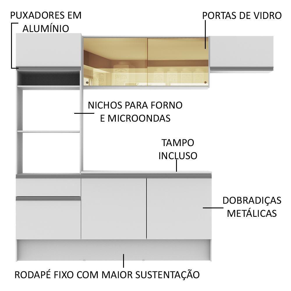 Cozinha Completa Diamante com Armário Balcão e Tampo Madesa - 4