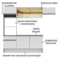 Cozinha Completa Diamante com Armário Balcão e Tampo Madesa
