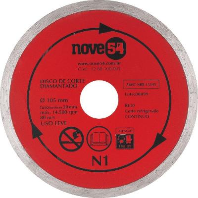 Disco Diamantado 105mm Contínuo Furo 20mm N1 - Nove54