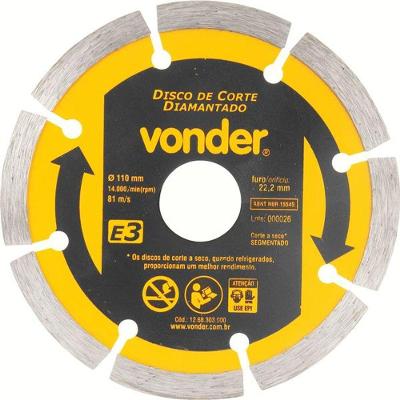 Disco Diamantado 110mm E3 Furo 22 Vonder