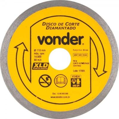 Disco Diamantado 110mm Contínuo Furo 20mm Xld Vonder