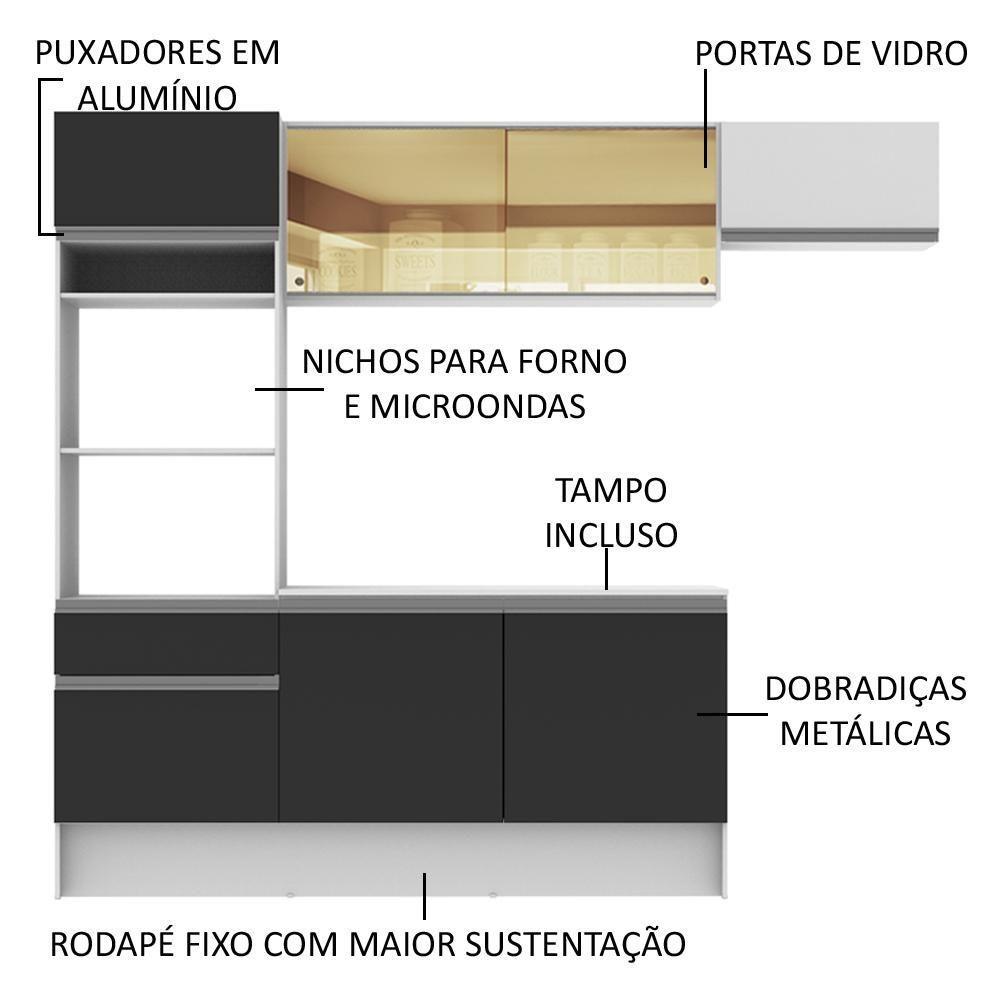 Cozinha Completa Diamante com Armário Balcão e Tampo Madesa - 10