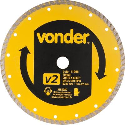 Disco Diamantado 230mm Turbo Furo 22mm V2 - Vonder