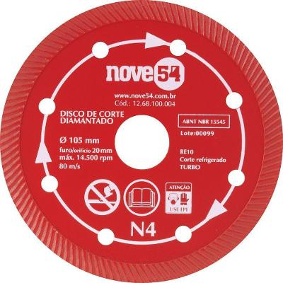 Disco Diamantado 105mm Turbo Furo 20mm N4 - Nove54