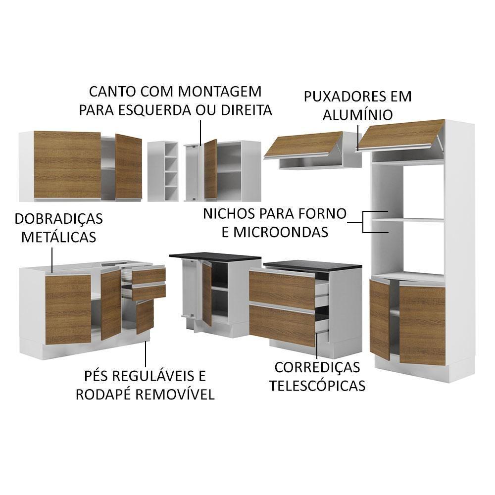 Cozinha Completa De Canto Mdf Madesa Acordes Branco Rustic - 10