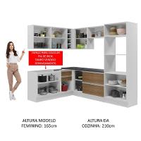 Cozinha Completa De Canto Mdf Madesa Acordes Branco Rustic - 2