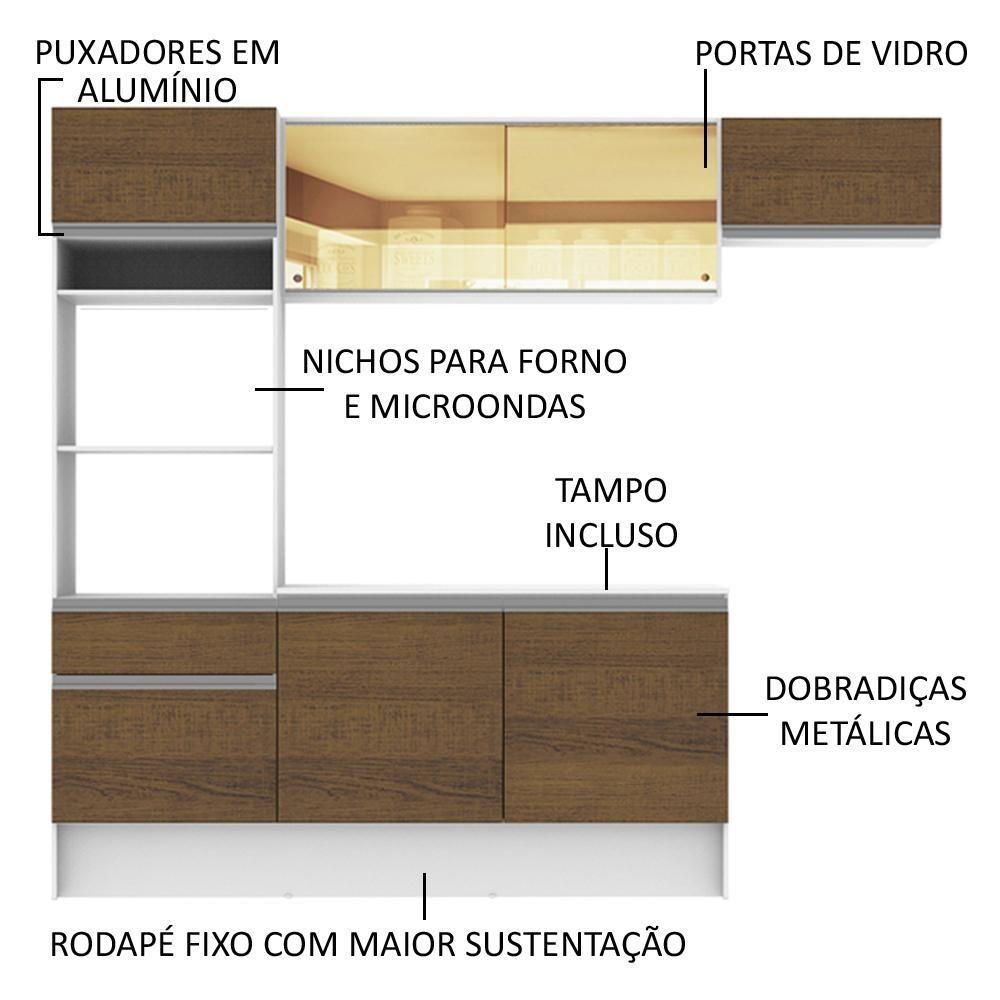Cozinha Completa Diamante com Armário Balcão e Tampo Madesa - 8