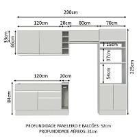 Cozinha Completa Cristal com Armário e Balcão (sem Tampo E Pia) Madesa