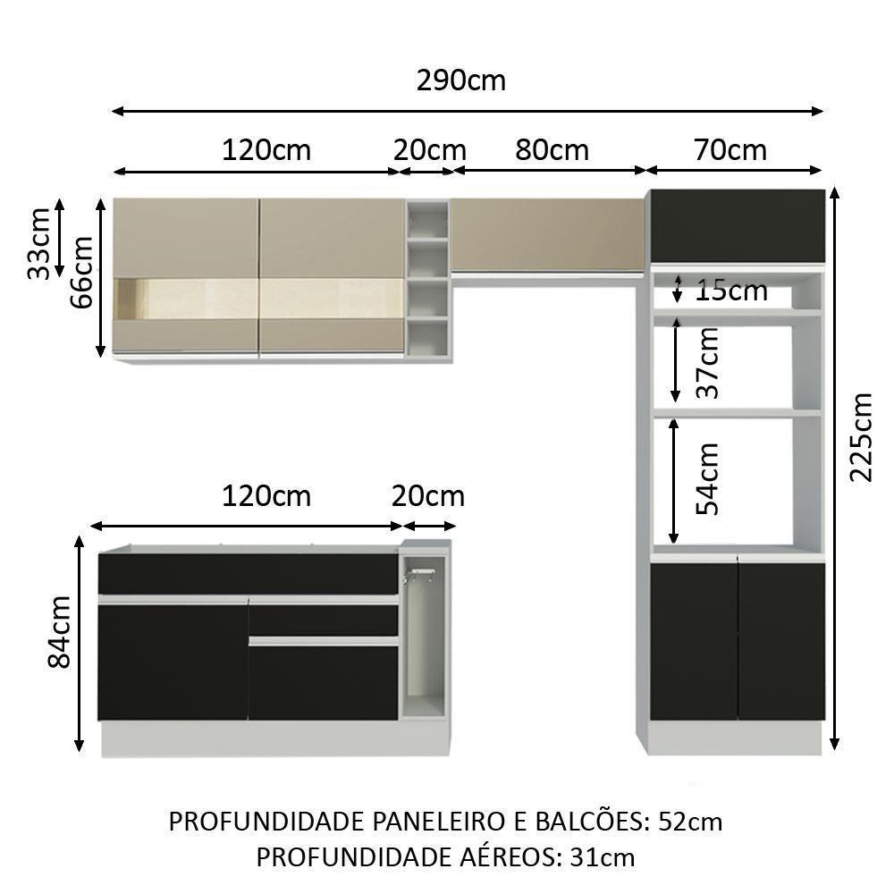 Cozinha Completa Cristal com Armário e Balcão (sem Tampo E Pia) Madesa - 4