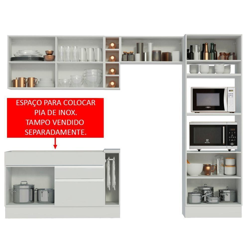 Cozinha Completa Cristal com Armário e Balcão (sem Tampo E Pia) Madesa - 3
