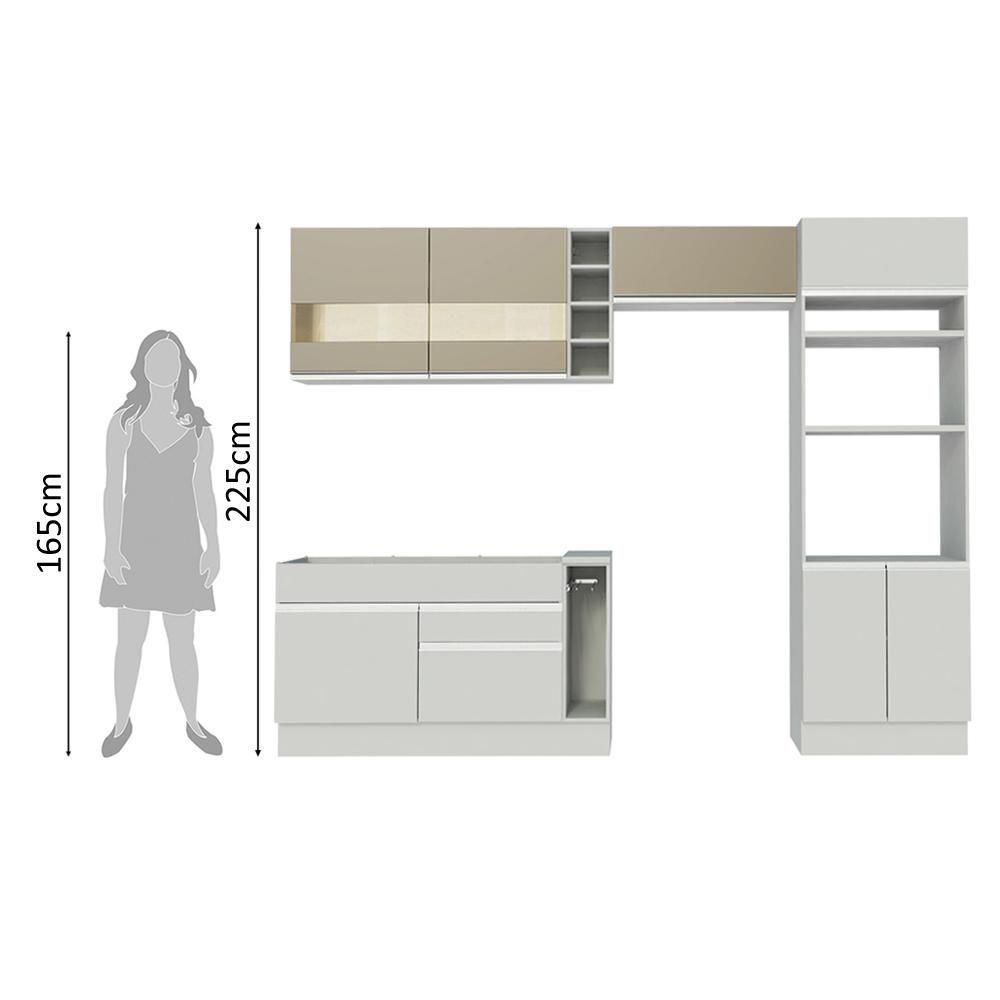 Cozinha Completa Cristal com Armário e Balcão (sem Tampo E Pia) Madesa - 4