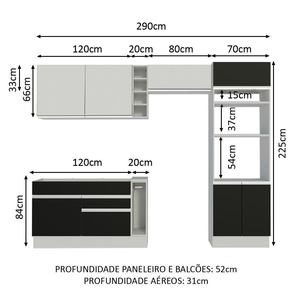 Cozinha Completa Cristal com Armário e Balcão (sem Tampo e Pia) Madesa - 3
