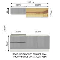 Cozinha Completa com Armário 5 Portas 2 Gavetas Branco Cinza - 6