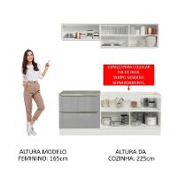 Cozinha Completa com Armário 5 Portas 2 Gavetas Branco Cinza - 8