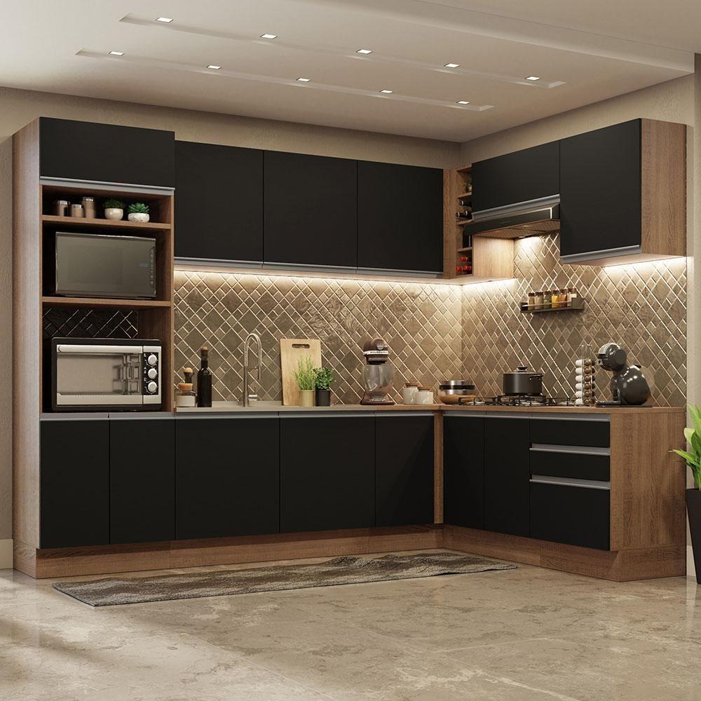 Cozinha Completa 479001 Com Armário E Balcão Rustic/Preto - 1