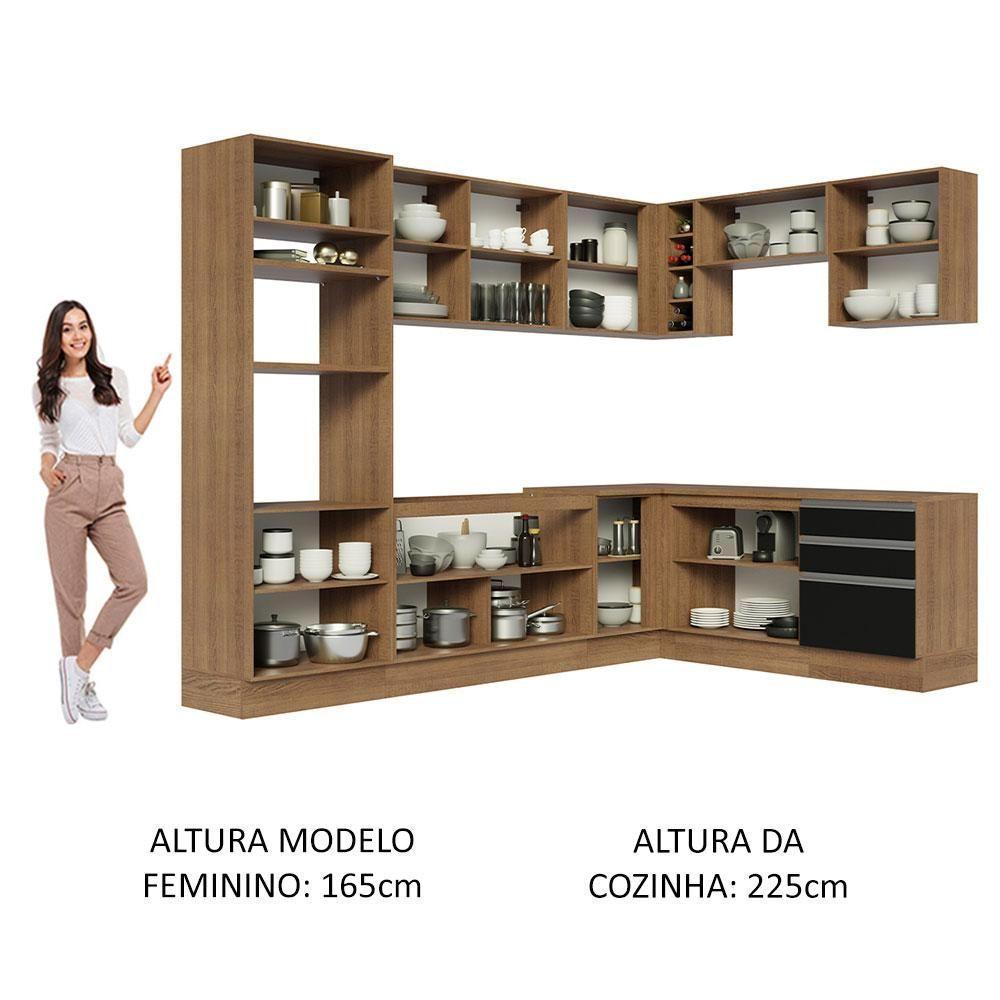 Cozinha Completa 479001 Com Armário E Balcão Rustic/Preto - 7