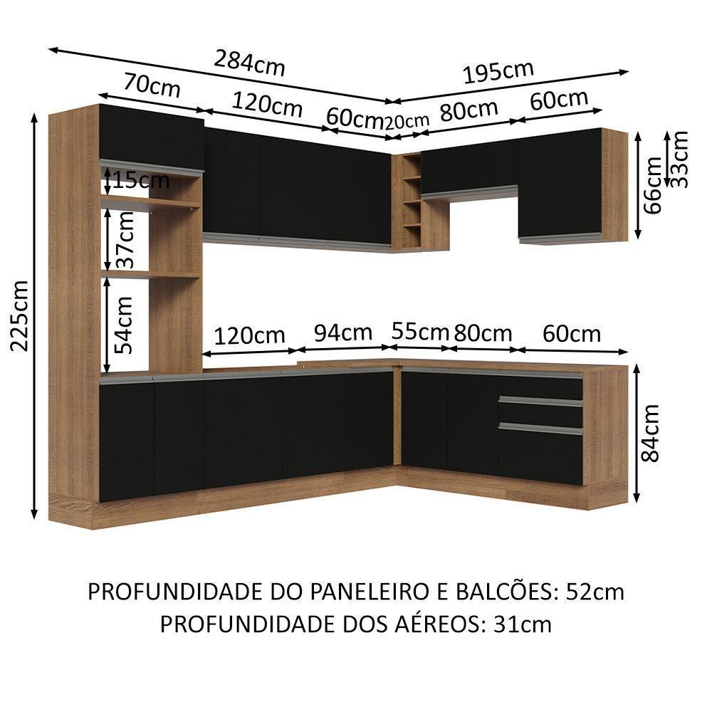 Cozinha Completa 479001 Com Armário E Balcão Rustic/Preto - 9
