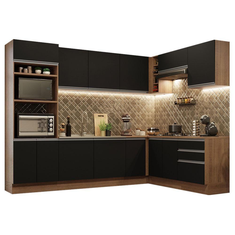 Cozinha Completa 479001 Com Armário E Balcão Rustic/Preto - 10