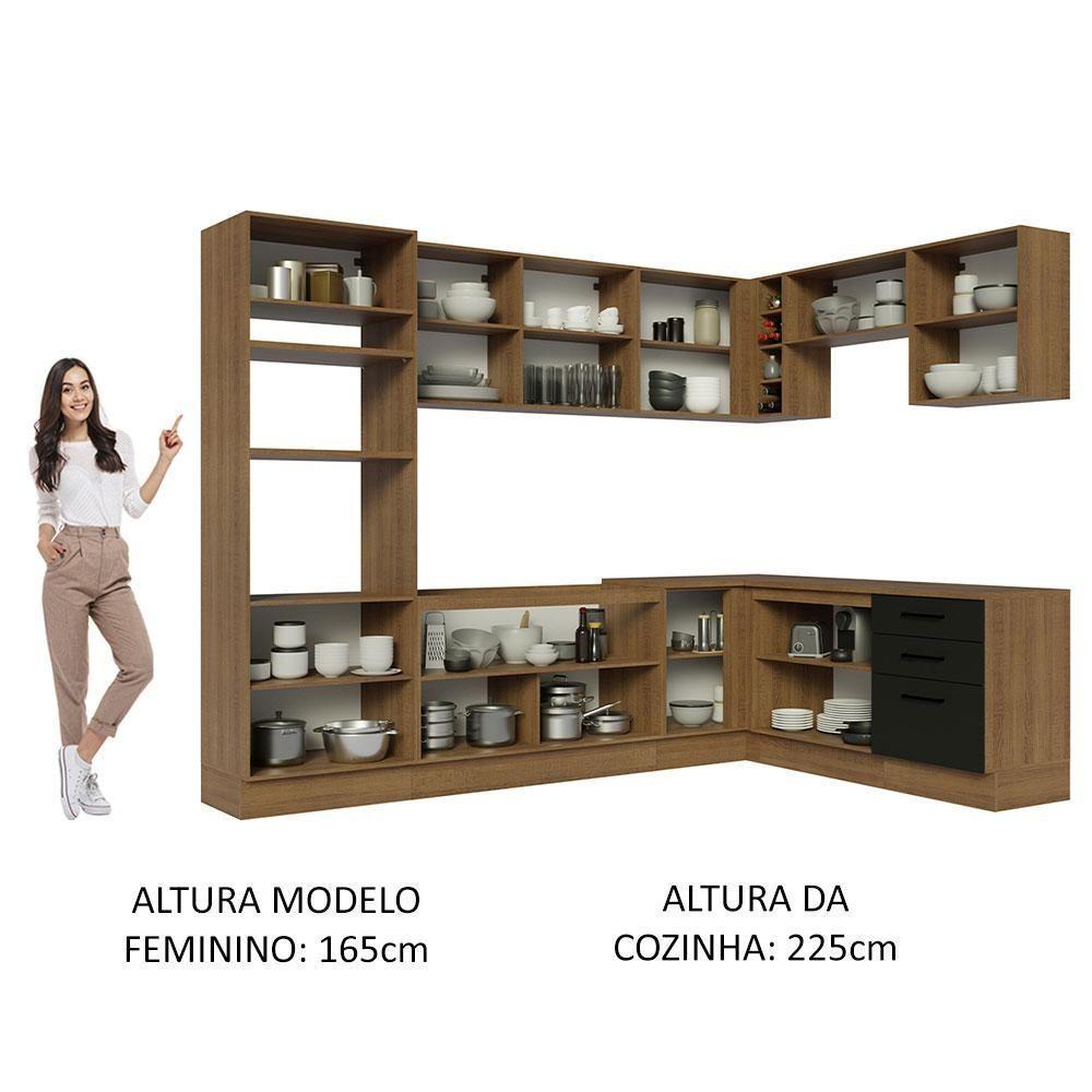 Cozinha Completa 479001 Com Armário E Balcão Rustic/Preto - 7
