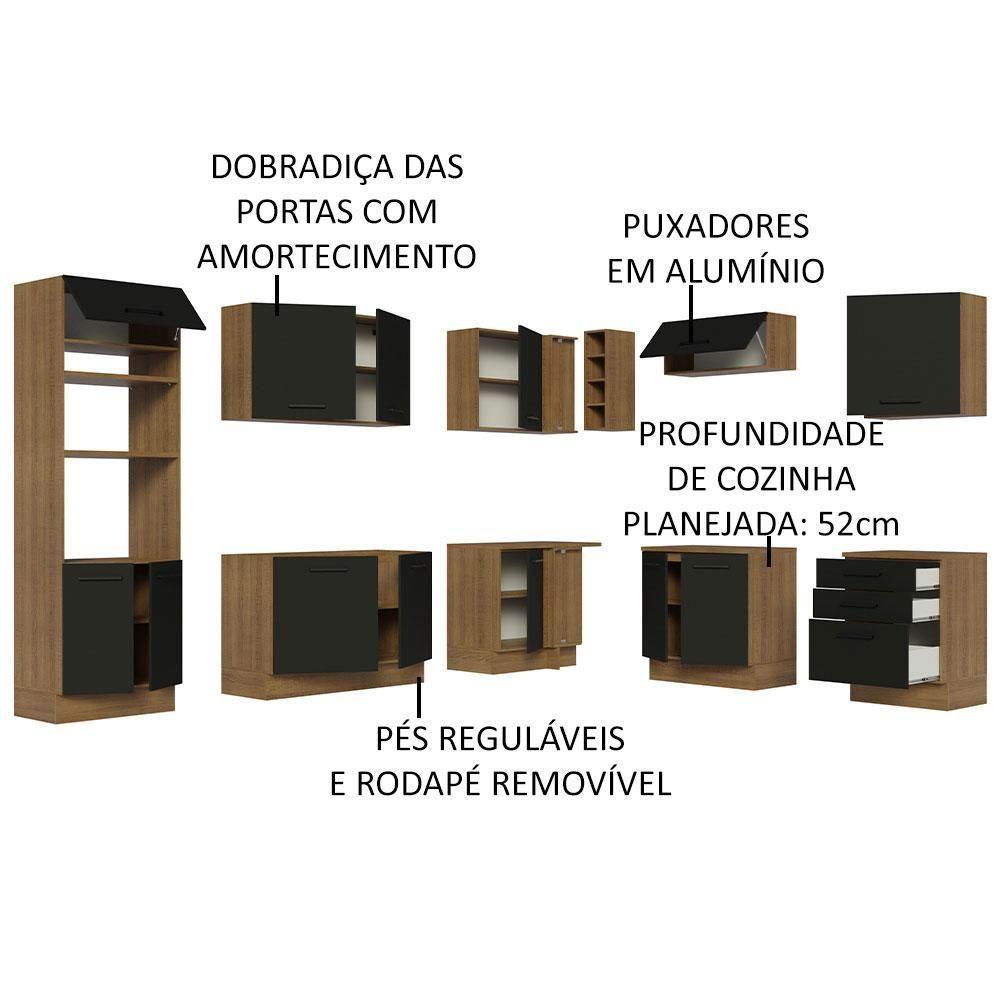 Cozinha Completa 479001 Com Armário E Balcão Rustic/Preto - 8