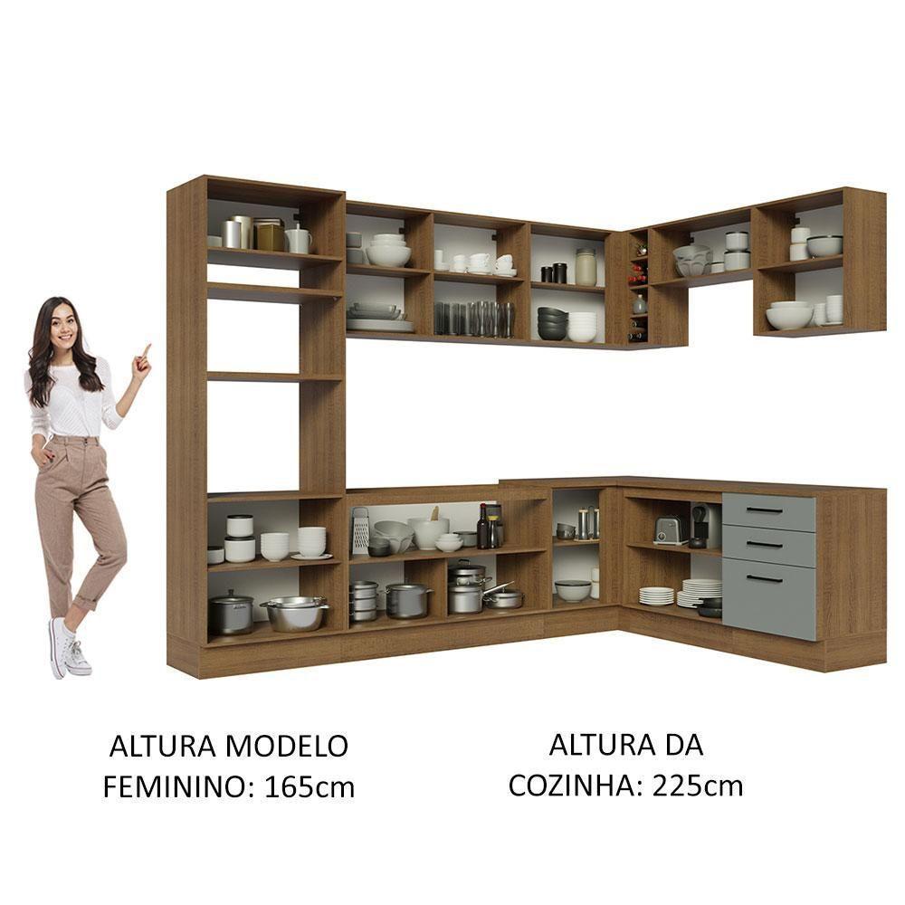 Cozinha Completa 479001 Com Armário E Balcão Rustic/Cinza - 7