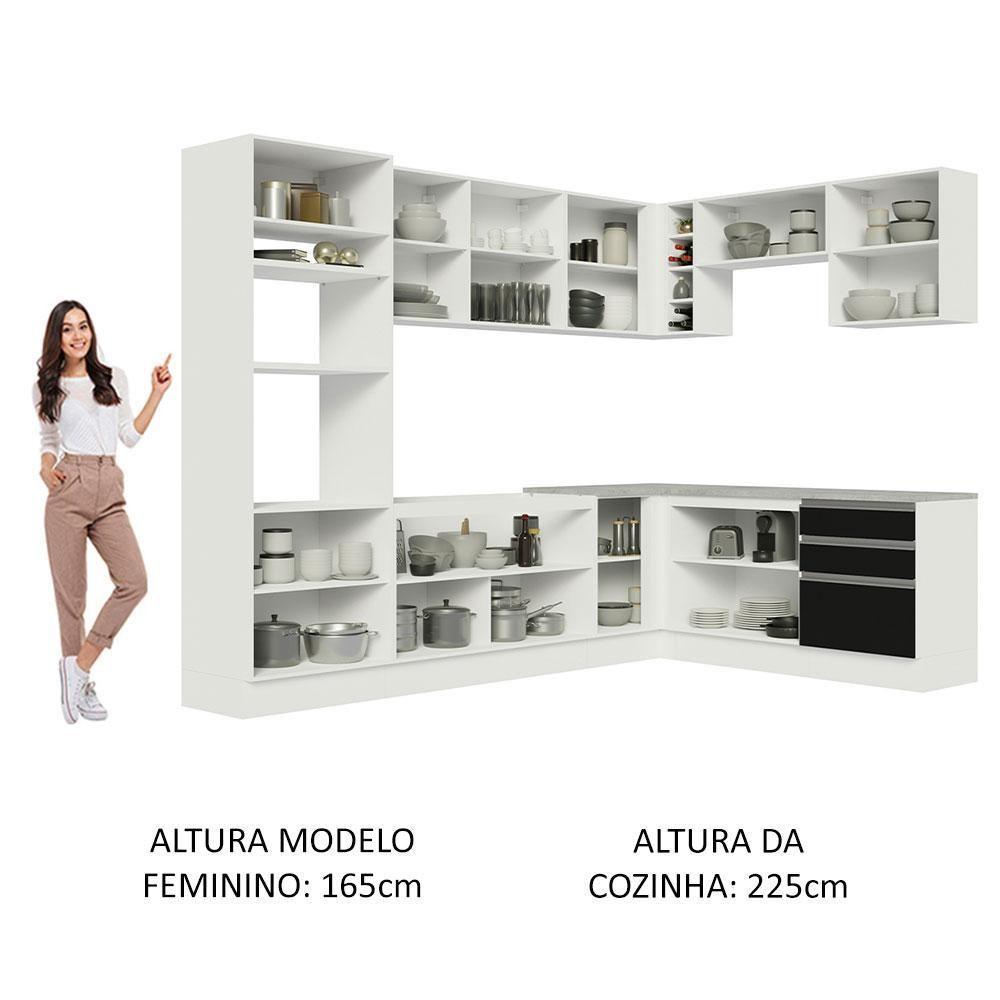 Cozinha Completa 479001 Com Armário E Balcão Branco/Preto - 7