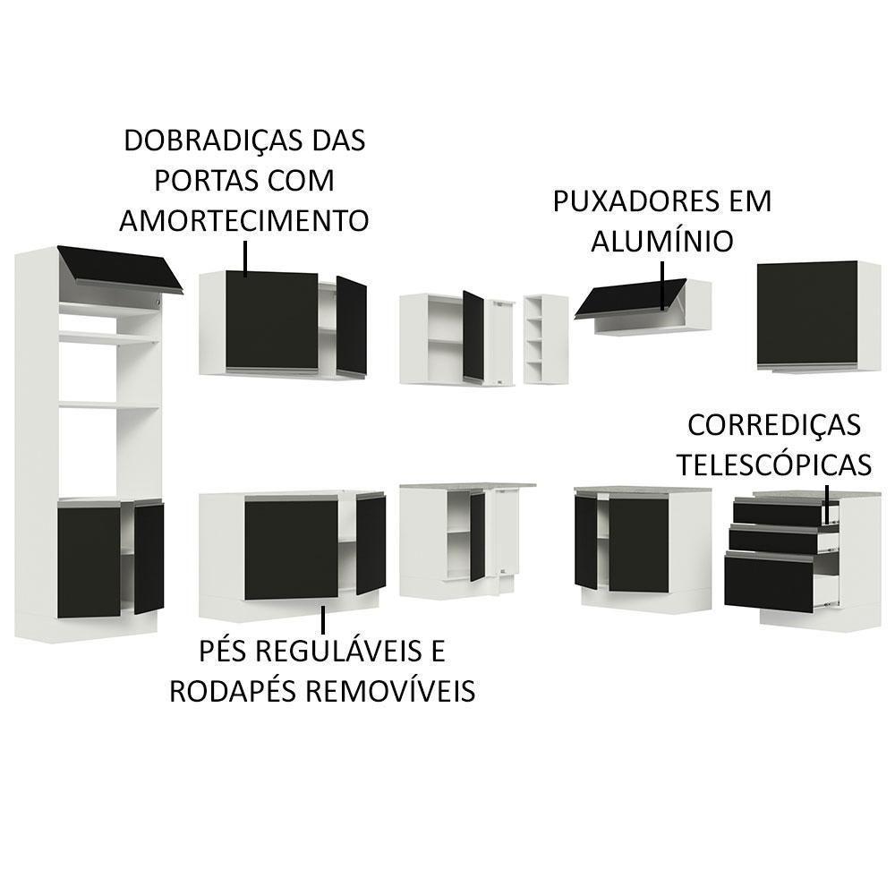 Cozinha Completa 479001 Com Armário E Balcão Branco/Preto - 8