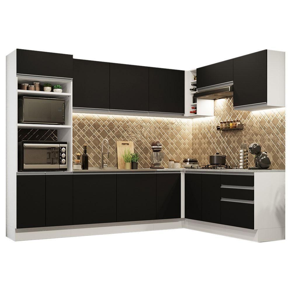 Cozinha Completa 479001 Com Armário E Balcão Branco/Preto - 10