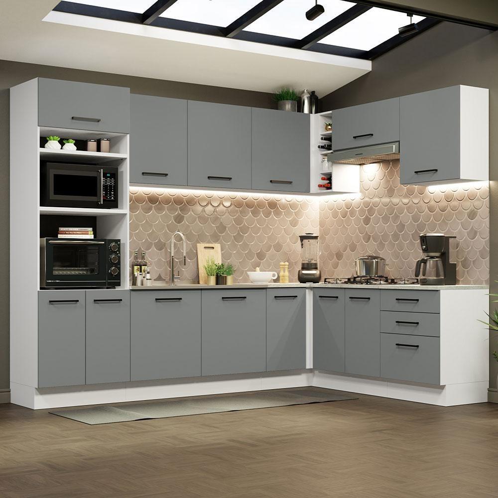 Cozinha Completa 479001 Com Armário E Balcão Branco/Cinza - 1