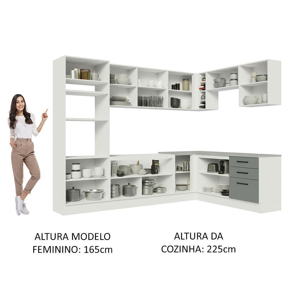 Cozinha Completa 479001 Com Armário E Balcão Branco/Cinza - 7