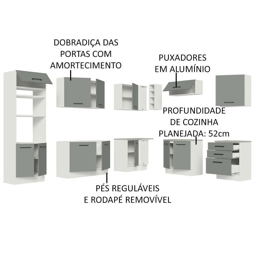 Cozinha Completa 479001 Com Armário E Balcão Branco/Cinza - 8