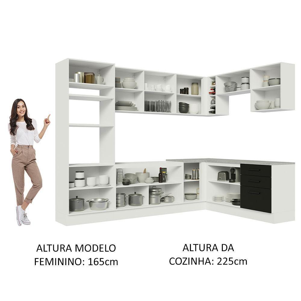 Cozinha Completa 479001 Com Armário E Balcão Branco/Preto - 7