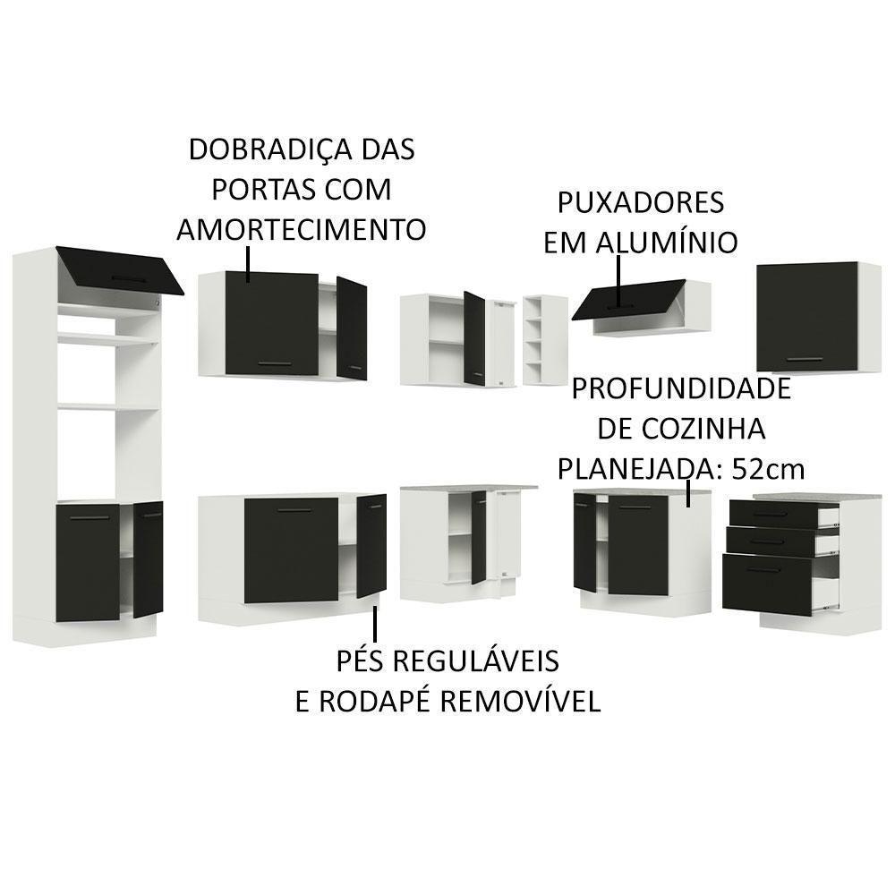 Cozinha Completa 479001 Com Armário E Balcão Branco/Preto - 8