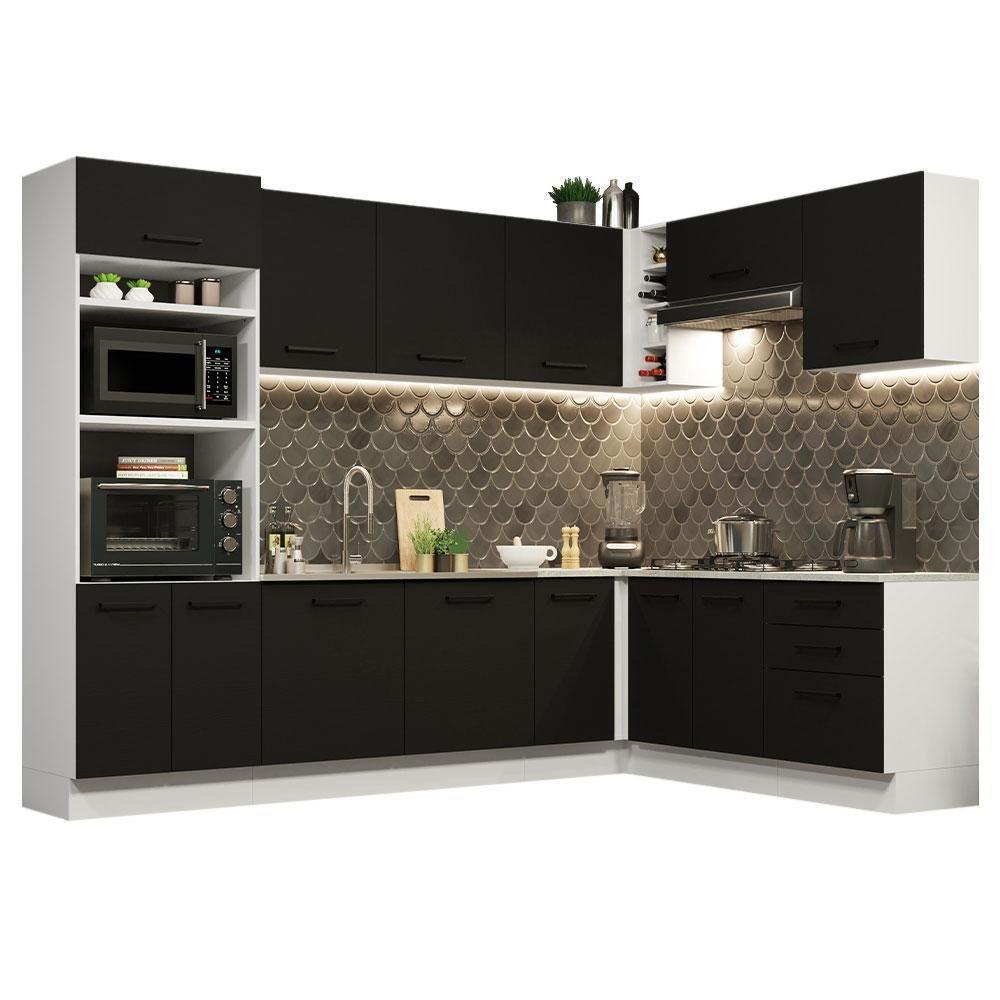 Cozinha Completa 479001 Com Armário E Balcão Branco/Preto - 10
