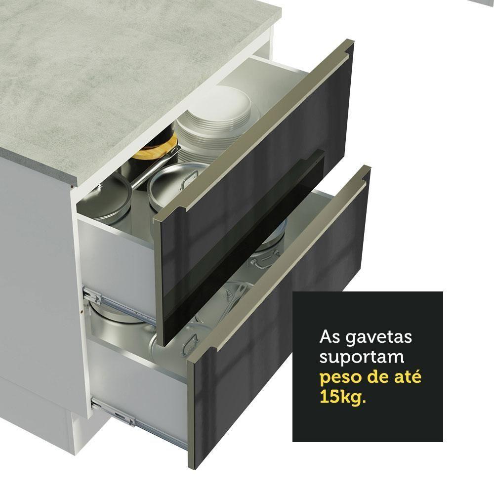 Cozinha Completa com Armário 6 Portas 5 Gavetas Branco Preto - 10