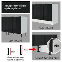 Cozinha Completa com Armário 6 Portas 5 Gavetas Branco Preto - 3