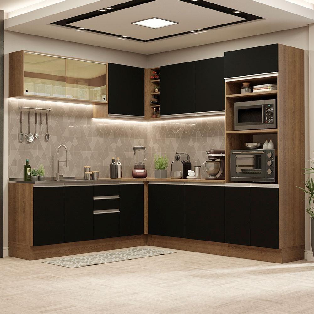 Cozinha Completa 459001 Com Armário E Balcão Rustic/Preto - 1
