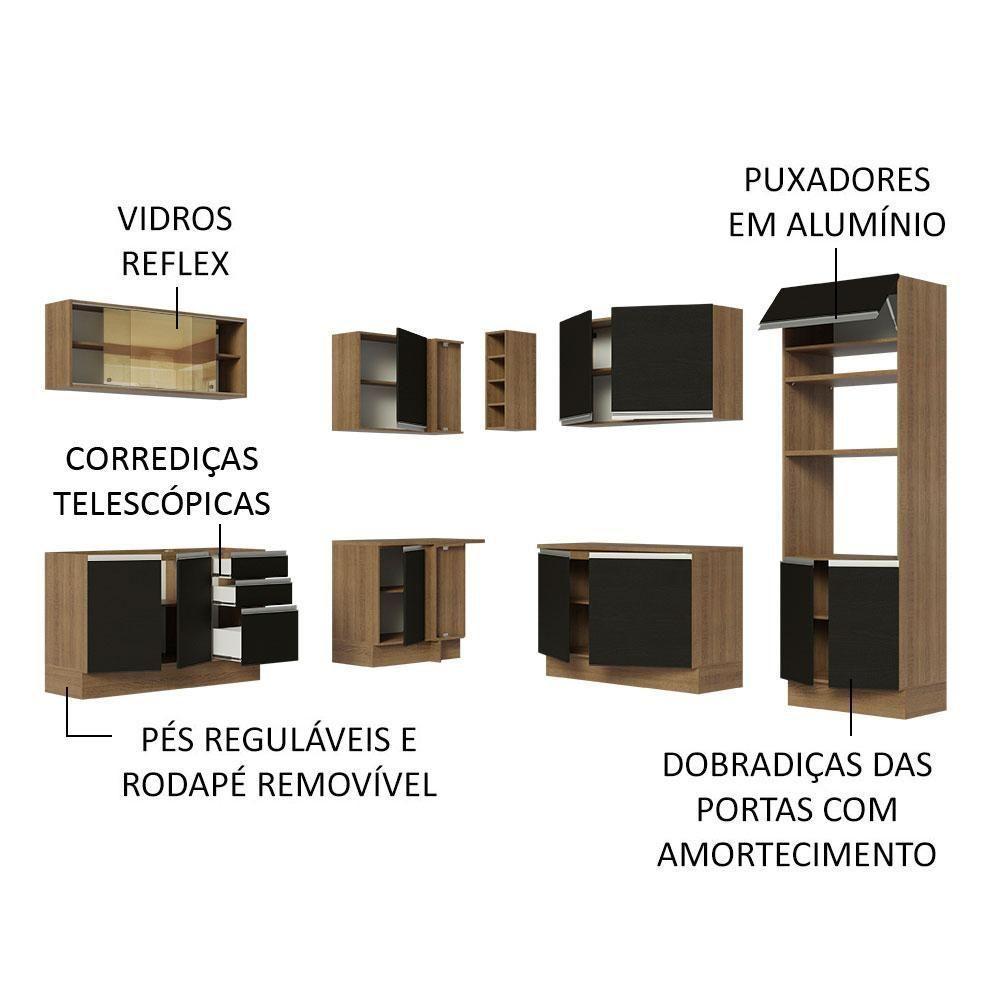 Cozinha Completa 459001 Com Armário E Balcão Rustic/Preto - 7